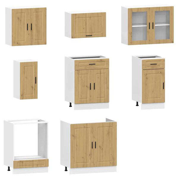 vidaXL 8-tlg. K&uuml;chenschrank-Set Kalmar Artisan-Eiche Holzwerkstoff