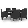 vidaXL 7-tlg. Garten-Essgruppe mit Auflagen Poly Rattan und Glas