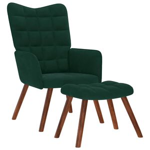 vidaXL Relaxsessel mit Hocker Dunkelgr&uuml;n Samt