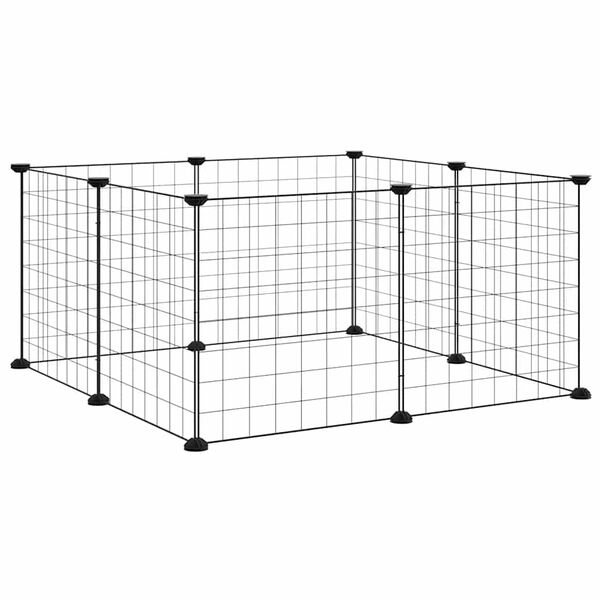 vidaXL 8-Panel-Haustierk&auml;fig Schwarz 35x35 cm Stahl