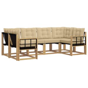 vidaXL Outdoor-Sofagarnitur 6 Stk. Wei&szlig; und Beige