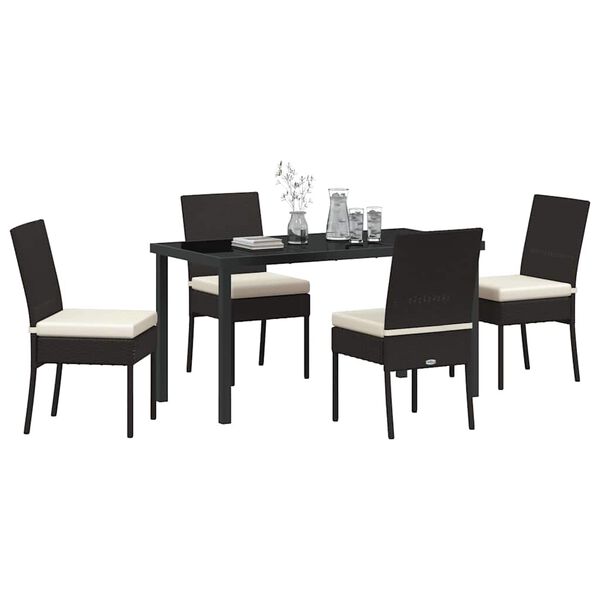 vidaXL Garten Essgruppe 5 pcs Schwarz Pulverbeschichteter Stahl