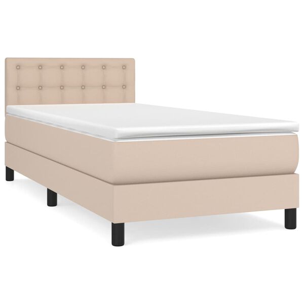 vidaXL Boxspringbett mit Matratze Cappuccino-Braun 90x200cm Kunstleder