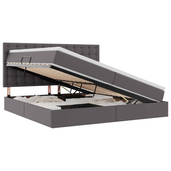 vidaXL Aufbewahrungsbett mit Matratze Grau 200 x 200 cm Kunstleder