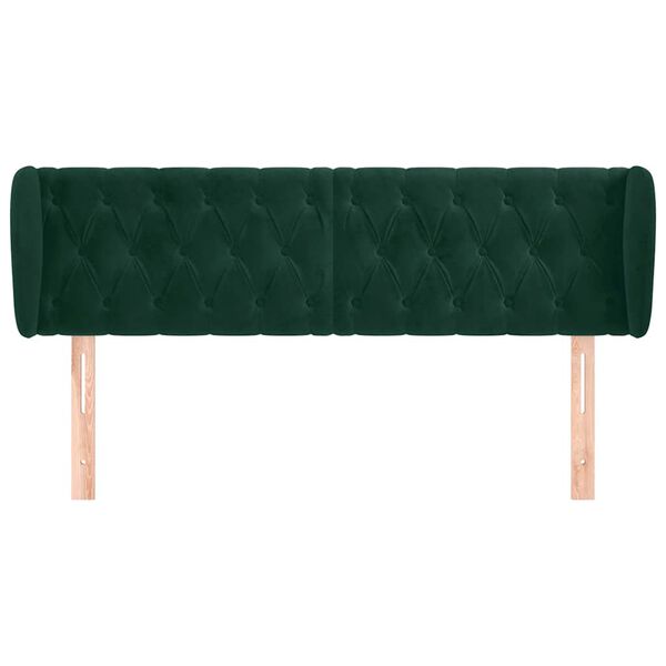 vidaXL Kopfteil mit Ohren Dunkelgr&uuml;n 163x23x78/88 cm Samt