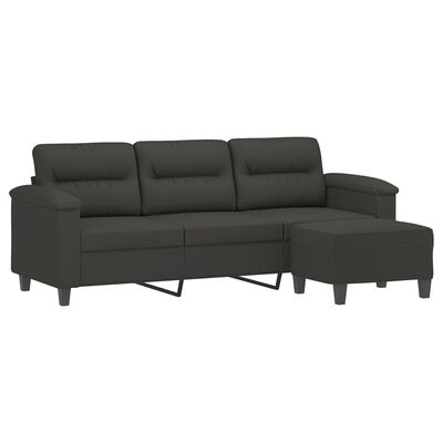 vidaXL 3-Sitzer-Sofa mit Hocker Dunkelgrau 180 cm Mikrofasergewebe