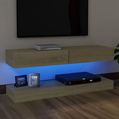 vidaXL TV-Schrank mit LED-Leuchten Sonoma-Eiche 120x35cm