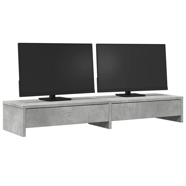 vidaXL Monitorst&auml;nder mit Schubladen Betongrau 100x27x15 cm
