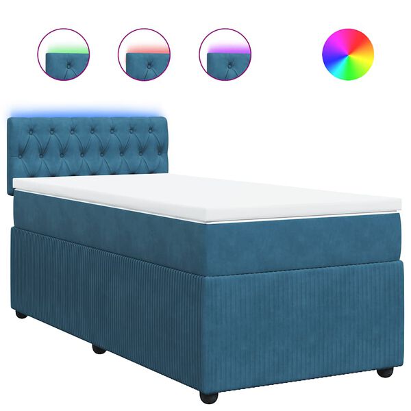 vidaXL Boxspringbett mit Matratze Blau 80x200 cm Samt
