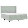 vidaXL Boxspringbett mit LED-Lichtleisten Hellgrau 180 x 200 cm Samt