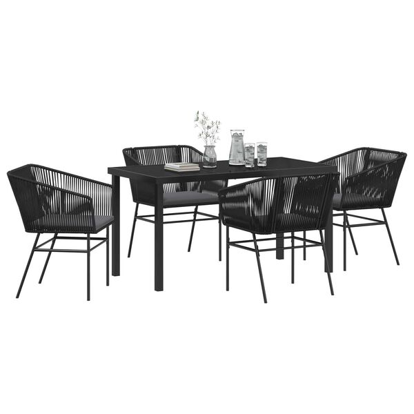 vidaXL Garten Essgruppe 5 pcs Schwarz Pulverbeschichteter Stahl