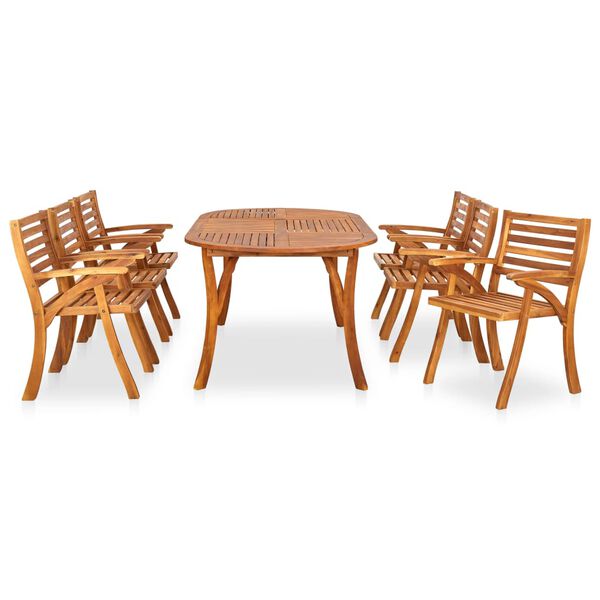 vidaXL 7-teiliges Garten-Ess-Set 201 x 100 cm Massivholz Akazie