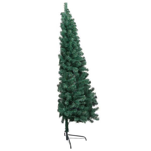 vidaXL K&uuml;nstlicher Halb-Weihnachtsbaum Beleuchtung Kugeln Gr&uuml;n 120 cm