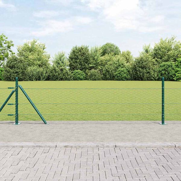 vidaXL Zaunpfosten Gr&uuml;n 10 x 0,5 m (36 mm Mesh) Stahl und PVC