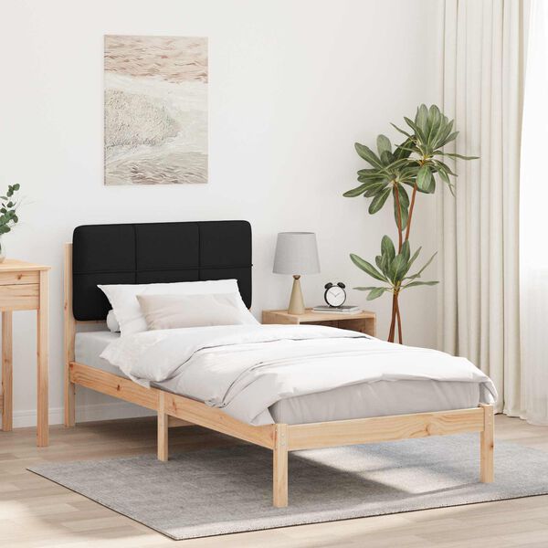 vidaXL Bettgestell mit gepolstertem Kopfteil Schwarz 90 x 200 cm