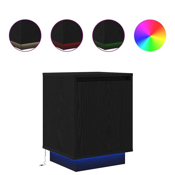vidaXL Nachttische mit LED-Leuchten 2 Stk. Schwarz 38x34x50 cm