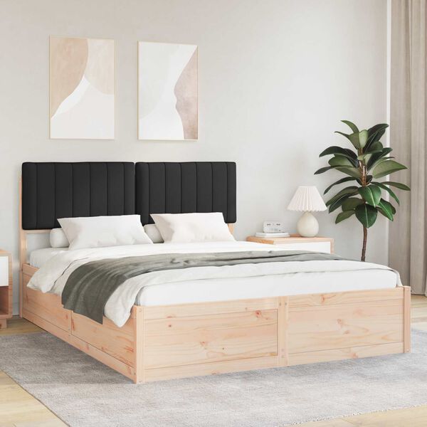 vidaXL Bettgestell mit gepolstertem Kopfteil Schwarz 160 x 200 cm
