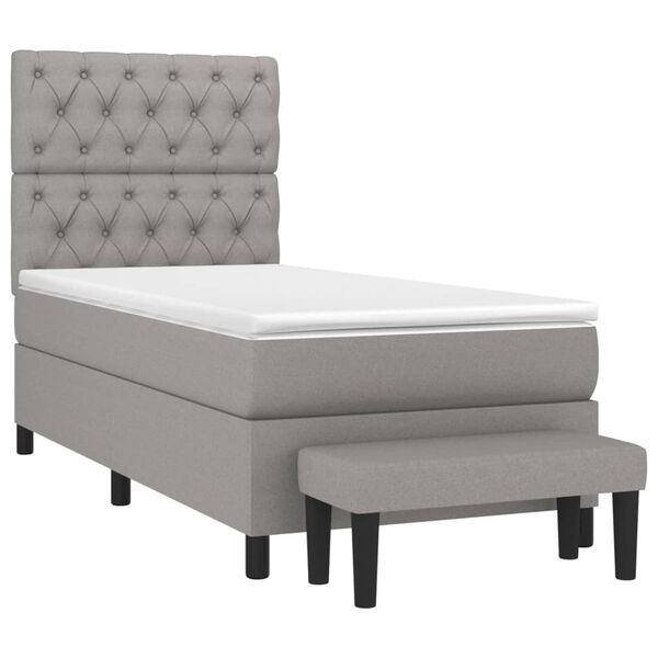 vidaXL Boxspringbett mit Matratze Hellgrau 80x200 cm Stoff