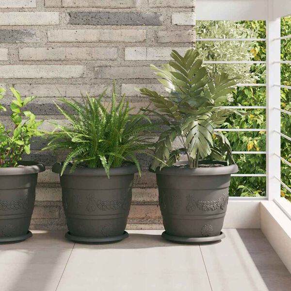 vidaXL Runder Blumentopf 24 pcs Schwarz &Oslash; 26 x 21,5 cm Kunststoff