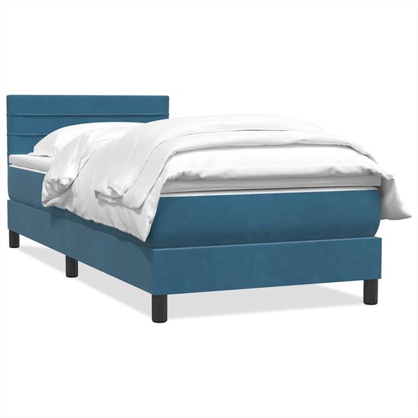 vidaXL Boxspringbett mit Matratze Dunkelblau 80x220 cm Samt