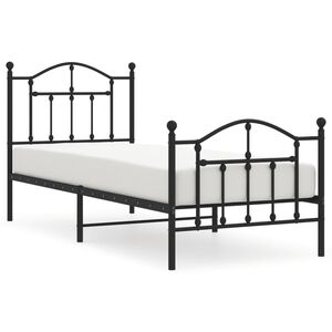 vidaXL Bettgestell mit Kopf- und Fu&szlig;teil Metall Schwarz 80x200 cm