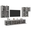 vidaXL 7-tlg. TV-Wohnwand mit LED-Leuchten Grau Sonoma