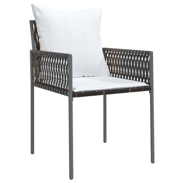 vidaXL Gartenst&uuml;hle mit Kissen 4 Stk. Braun 54x61x83 cm Poly Rattan