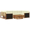 vidaXL Outdoor-Sofagarnitur 7 stk. Natur und Creme Polyester