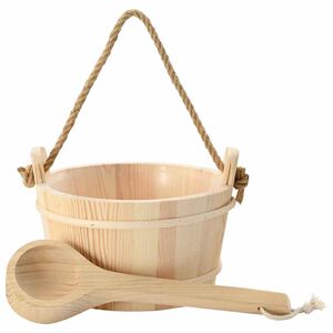 vidaXL Sauna-Eimer 2 Stk. Braun Massives Kiefernholz und Hanf