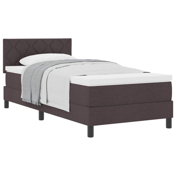 vidaXL Boxspringbett mit Matratze Dunkelbraun 90 x 200 cm Stoff