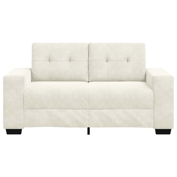 vidaXL | Zweisitzer-Sofa | mit Kissen Creme Samt