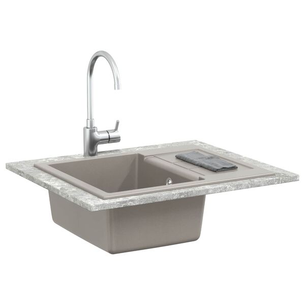vidaXL Waschbecken Grau 620 x 500 mm 80% Quarz und 20% Harz