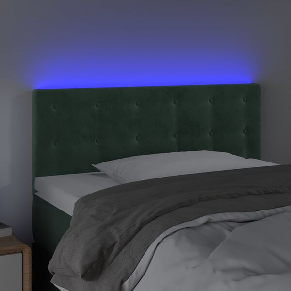 vidaXL LED Kopfteil Dunkelgr&uuml;n 90x5x78/88 cm Samt