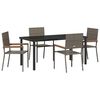 vidaXL Garten Essgruppe mit Kissen 5 pcs Grau Poly-Rattan