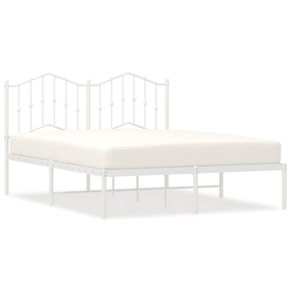 vidaXL Bettgestell mit Kopfteil Metall Wei&szlig; 150x200 cm