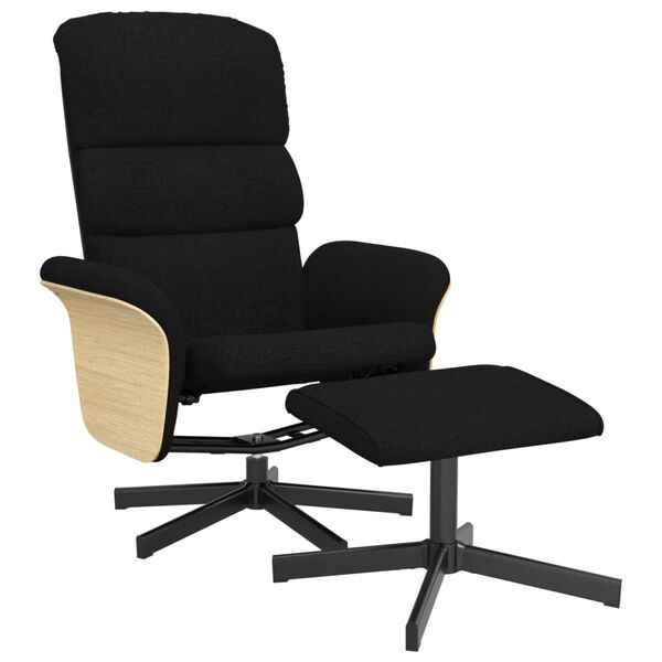 vidaXL Relaxsessel mit Fu&szlig;hocker Schwarz Stoff