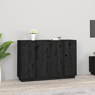 vidaXL Sideboard Schwarz 120x35x80 cm Massivholz Kiefer