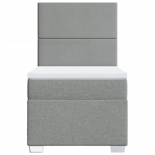 vidaXL Boxspringbett mit Matratze Hellgrau 100x200 cm Stoff