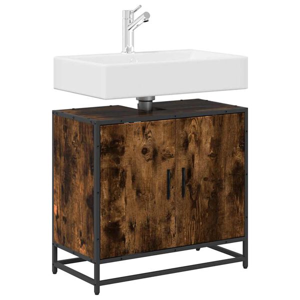 vidaXL Waschbeckenunterschrank R&auml;uchereiche 65x33x60 cm Holzwerkstoff