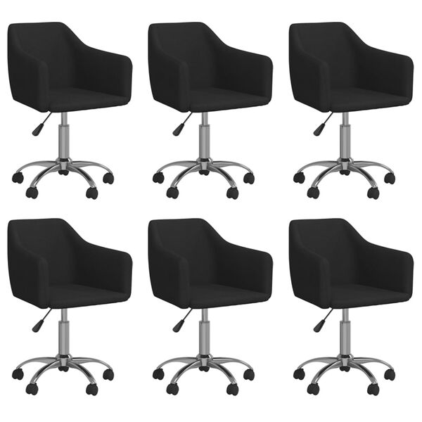 vidaXL Esszimmerst&uuml;hle Drehbar 6 Stk. Schwarz Stoff