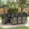 vidaXL Garten Essgruppe mit Kissen 9 pcs Grau Poly-Rattan