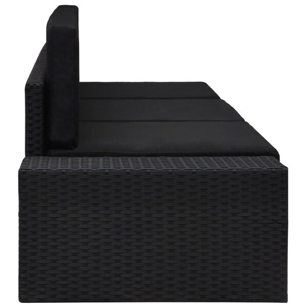 vidaXL Modulares 3-Sitzer-Sofa Poly Rattan Schwarz