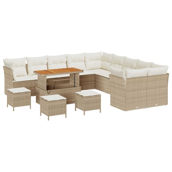 vidaXL Gartensofa-set 14 pcs Beige Poly-Rattan