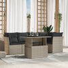 vidaXL 6-tlg. Garten-Sofagarnitur mit Kissen Hellgrau Poly Rattan