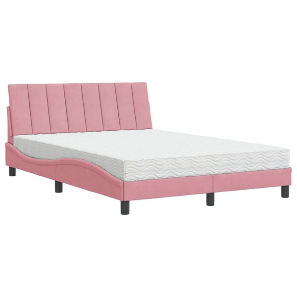 vidaXL Bett mit Matratze "Hanko" Rosa 120x200 cm Samt