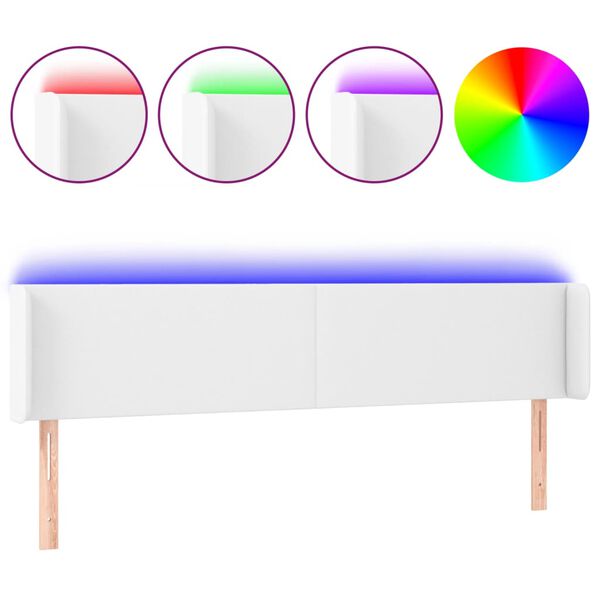 vidaXL LED Kopfteil Wei&szlig; 183x16x78/88 cm Kunstleder