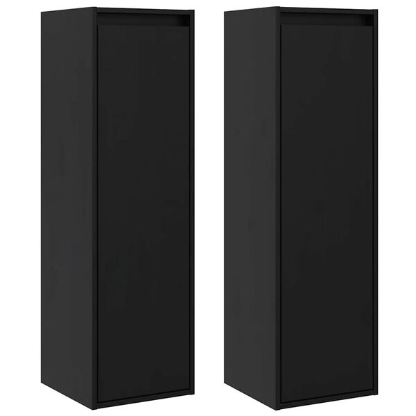 vidaXL Wandschr&auml;nke 2 Stk. Schwarz 30x30x100 cm Massivholz Kiefer