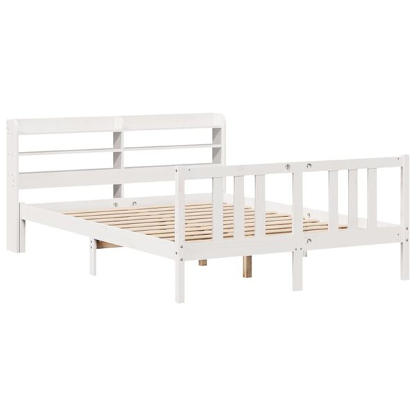 vidaXL Bettgestell mit Kopfteil ohne Matratze Wei&szlig; 160x200 cm