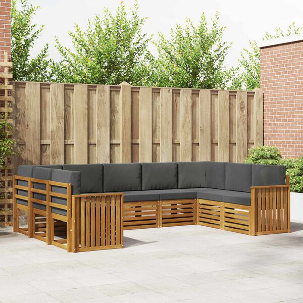 vidaXL Sofagarnituren 9 pcs Natur und Anthrazit Massivholz Akazie