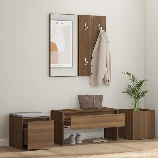 vidaXL Garderoben-Set Braun Eichen-Optik Holzwerkstoff